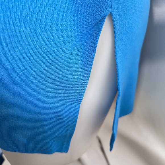 Ming Wang Beaded Embroidered Tunic Top 3/4 Sleeves Light Blue & White Size Large - Picture 5 of 9